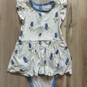 Kyte BABY Bluebonnet Twirl Bodysuit Dress Size 6-12 Months